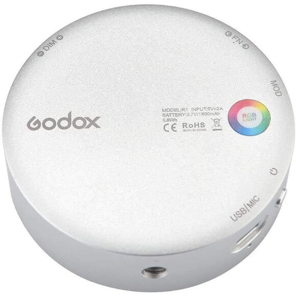 Godox R1 Round RGB Mini Portable LED Color 2500K-8500K 5W Fill Light New - Picture 4 of 6